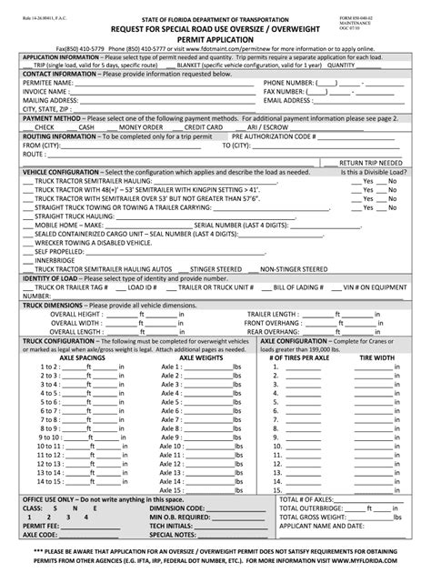 florida overweight permit application.